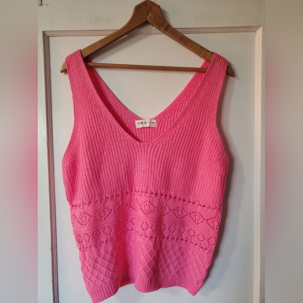 💖Cute Hot Pink Knit Tank Top💖
